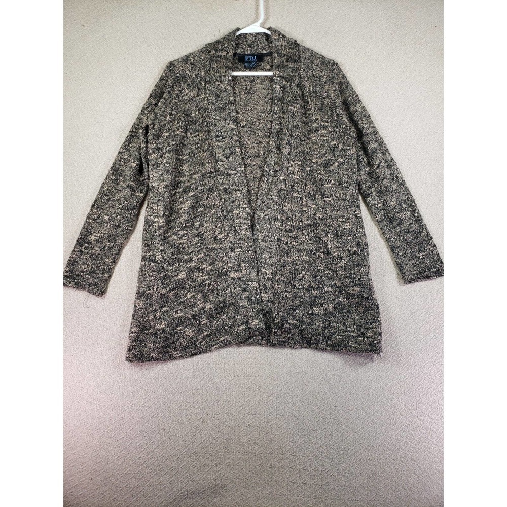 FDJ Sweater Womens LargeGray Stylish Cardigan Long Sleeve Open Front Casual